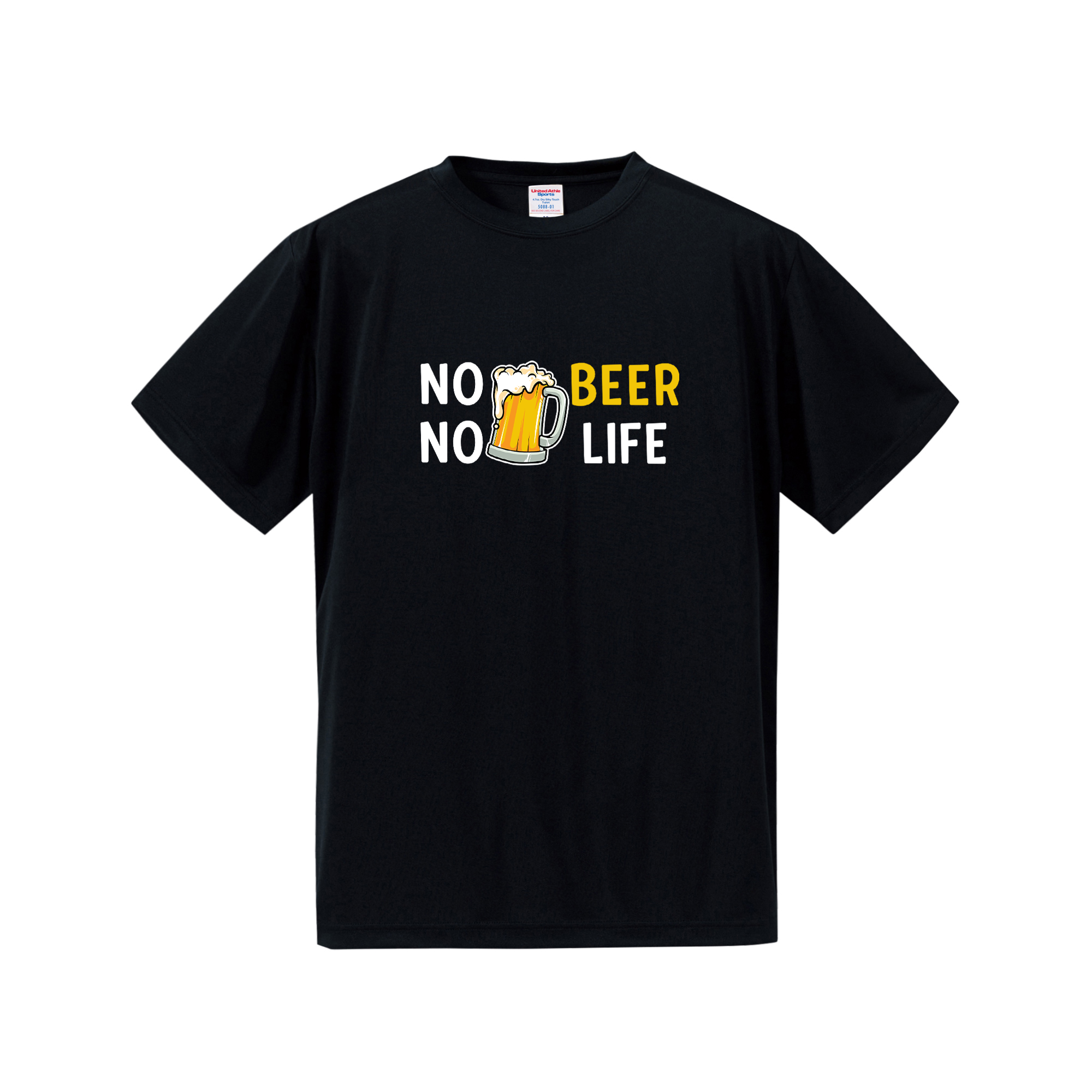 「NO BEER NO LIFE」誕生日プレゼントにも最適!居酒屋・飲み会で話題の面白ドライシルキータッチTシャツ|日本酒・ビール・焼酎・ウイスキー好きにおすすめ